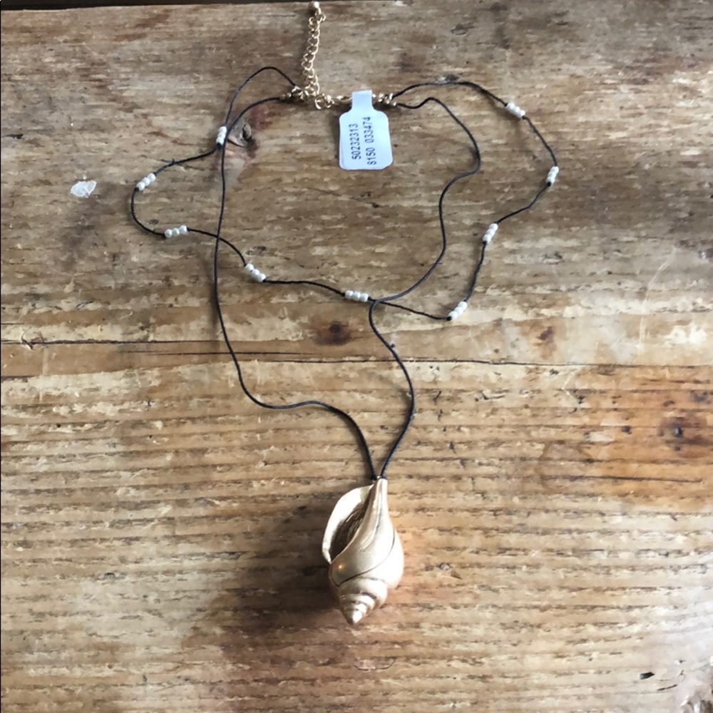 Free People gold shell pearl layered necklace NWT - Picture 5 of 7